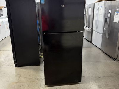 NEW WHIRLPOOL BLACK 30 INCH TOP FREEZER FRIDGE