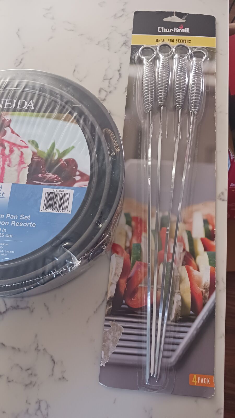 New Pan set and metal BBQ skewers