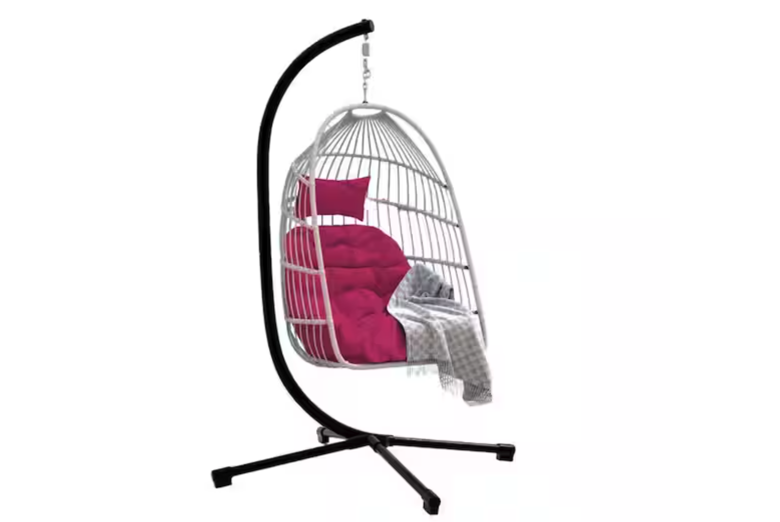 New Egg Hanging Chair with Stand, Patio Wicker Swing Egg Chair