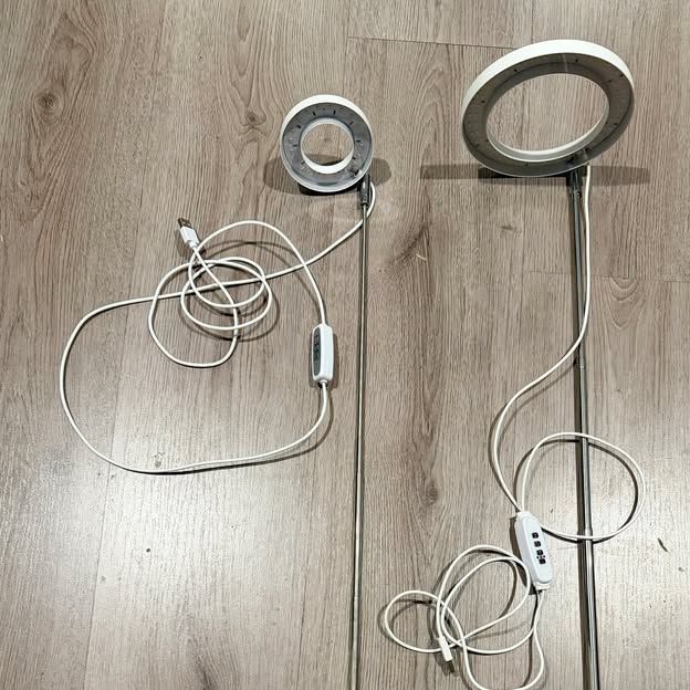 Two LED Ring Grow Lights with Adjustable Stakes - Both Tested, Like New