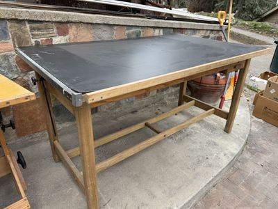 Vintage drafting table w/glass top