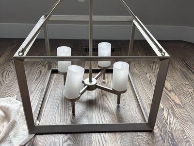 Modern Farmhouse 4-Light Chandelier - Brushed Nickel Finish, Glass Shades