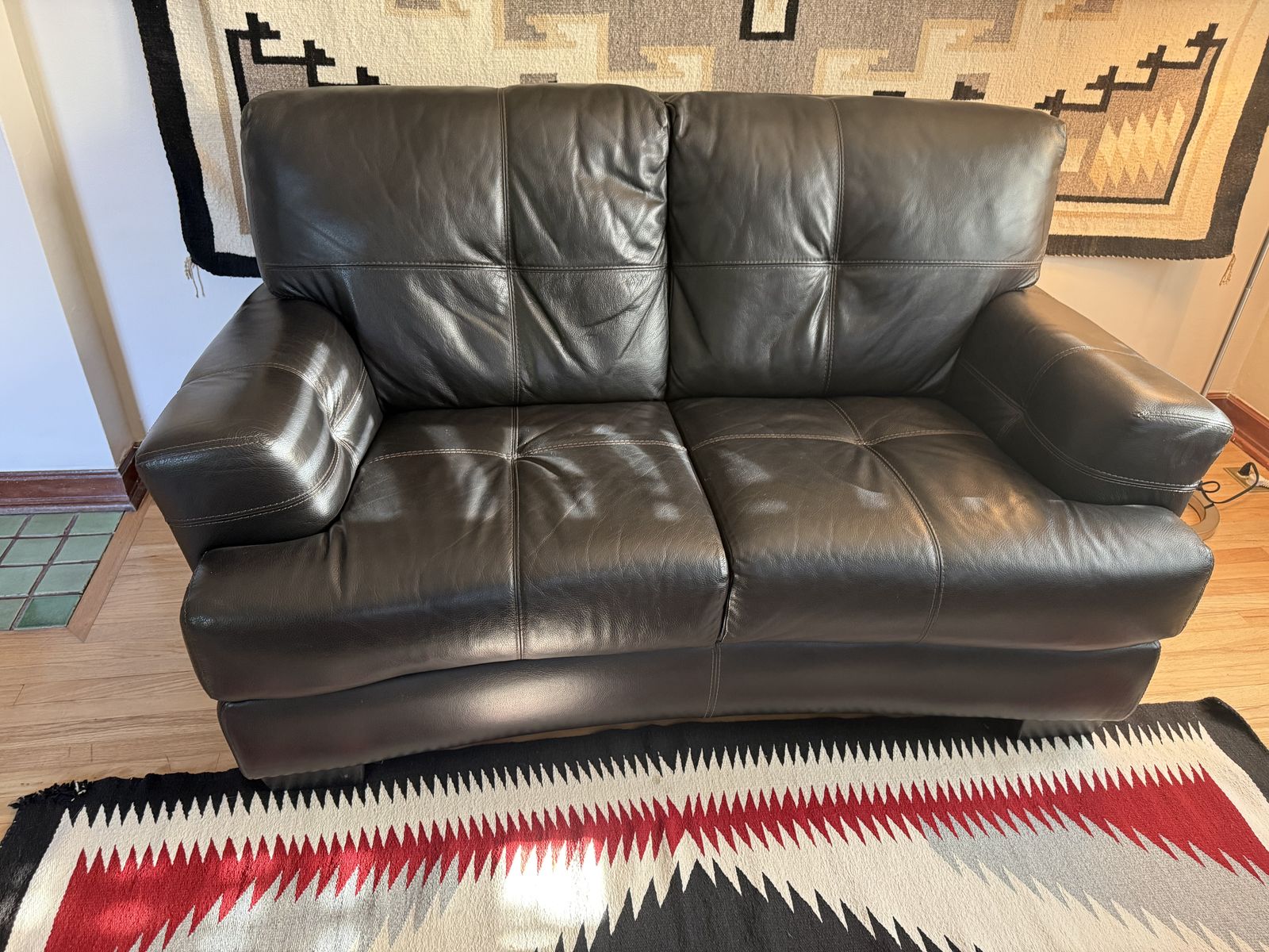 Black leather couch