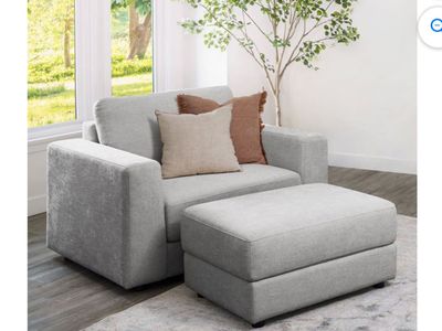 Abbyson Home Oversized Armchair with Ottoman