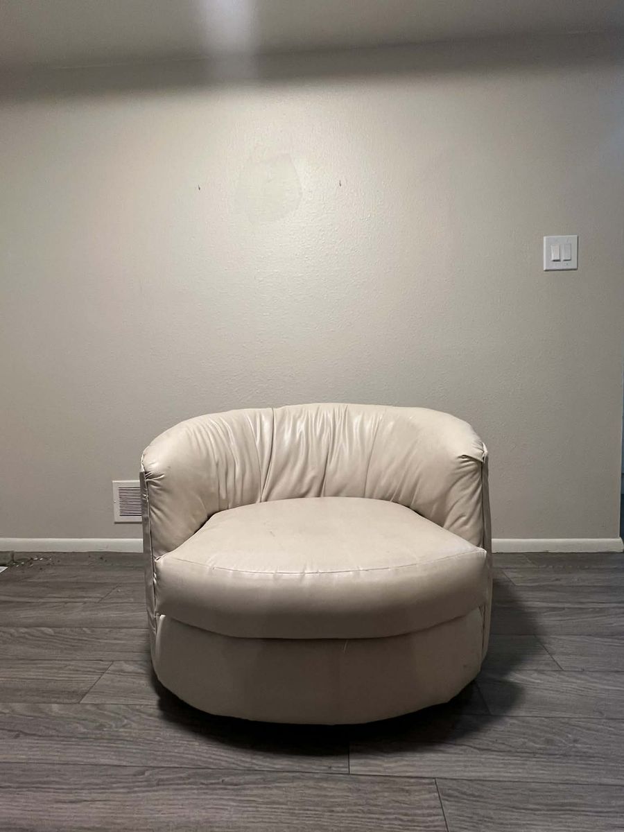Cream Swivel Barrel Lounge Chair