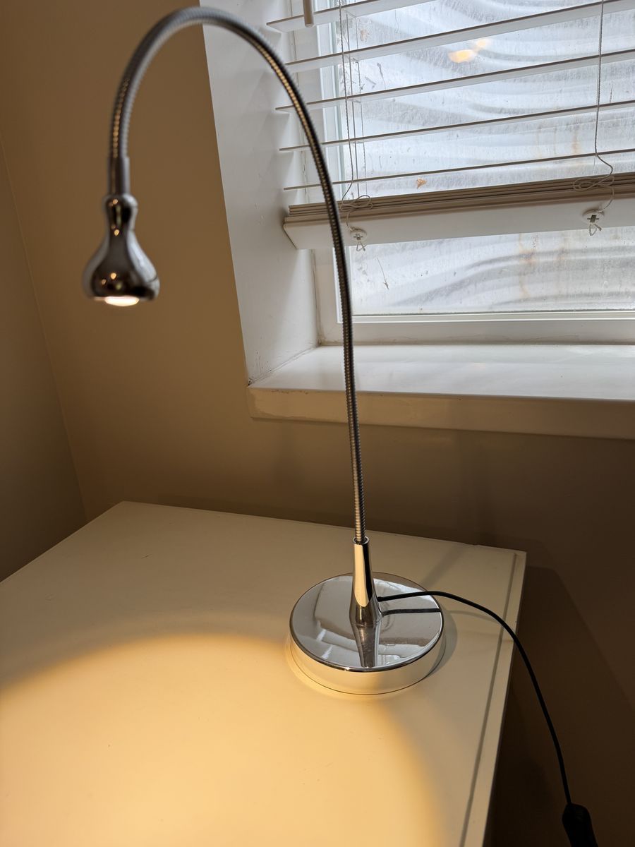 Modern Chrome Gooseneck Desk Lamp - Adjustable Reading Light