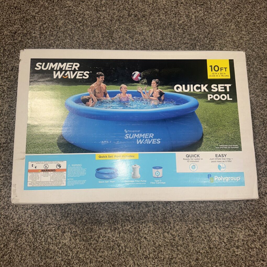 Summer Waves 10 ft X 30 In New Pool Quick Set Swim