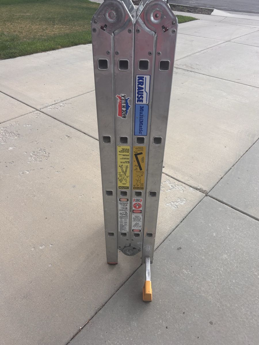 Krause MultiMatic Multi-Purpose Articulated Ladder, Aluminum, Made in USA 16’
