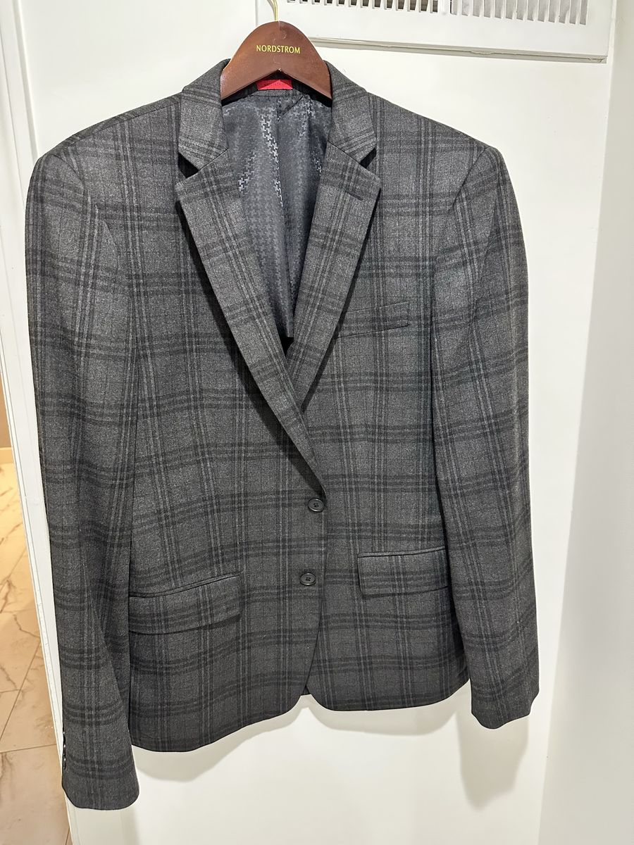 John Varvatos Gray Plaid Sport Coat / Blazer 40R
