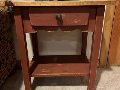 Rustic Wooden End Table Nightstand with Drawer and Lower Shelf