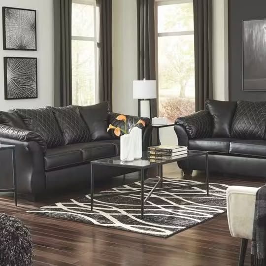 Signature Design by Ashley "Betrillo" Black Diamond Stitched Sofa & Matching Oversized chair