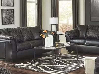 Signature Design by Ashley "Betrillo" Black Diamond Stitched Sofa & Matching Oversized chair