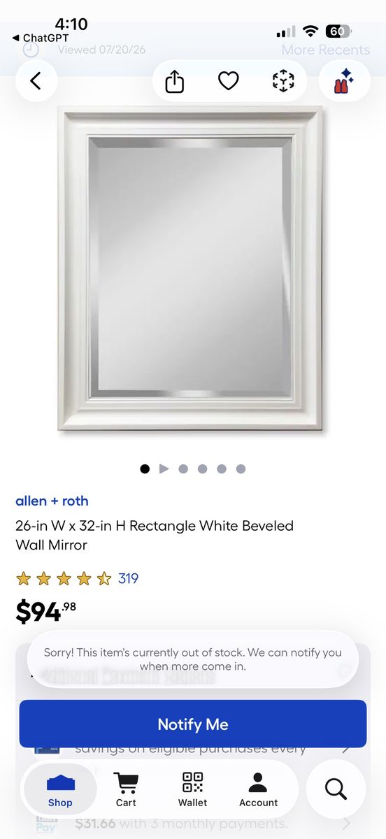 White Rectangle Mirror