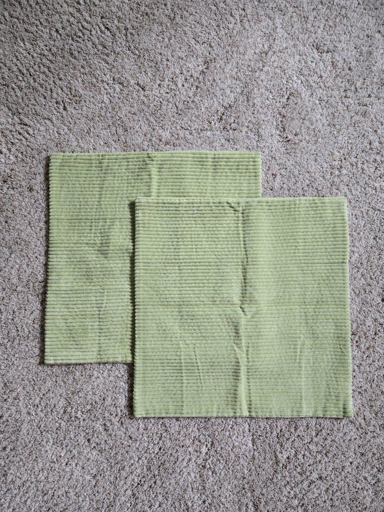 Pair of Light Green Euro Corduroy Pillow Covers 