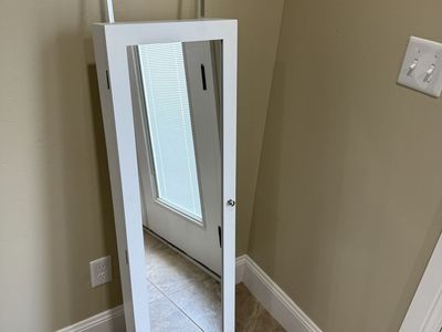White Over-the-Door Hanging Jewelry Armoire Mirror Cabinet