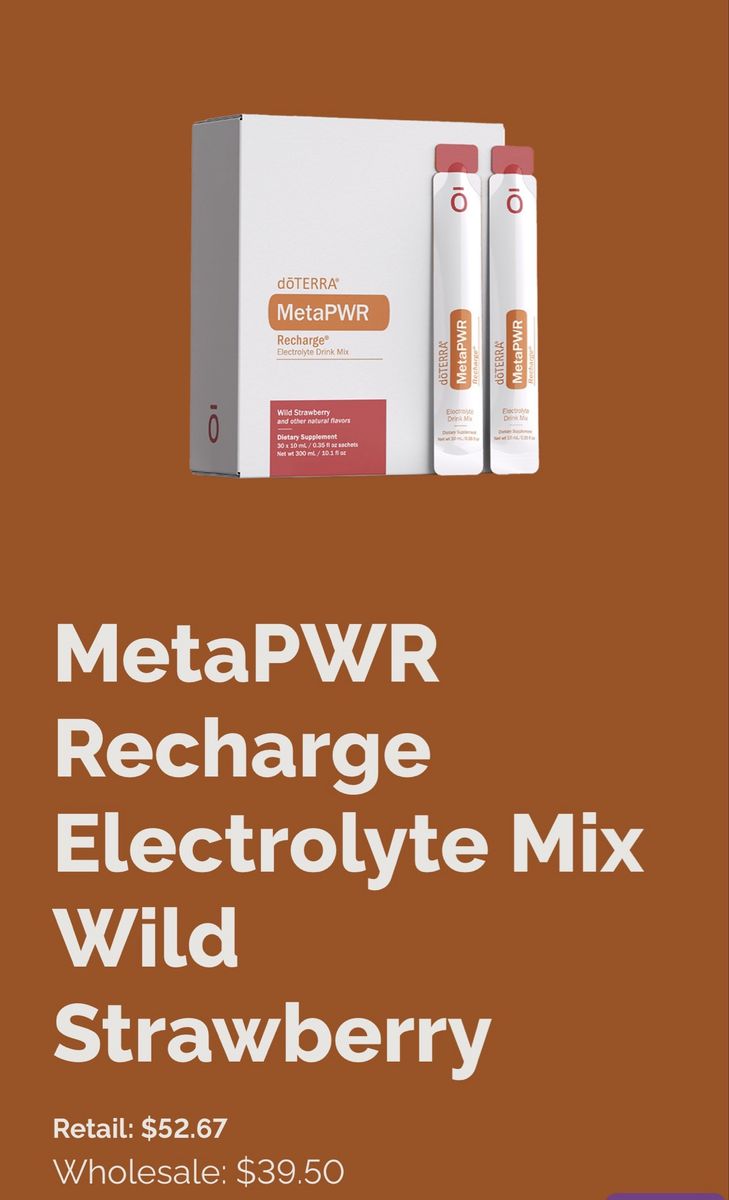 dōTERRA MetaPWR Recharge Electrolyte Drink Mix, Wild Strawberry, 15 Sachets