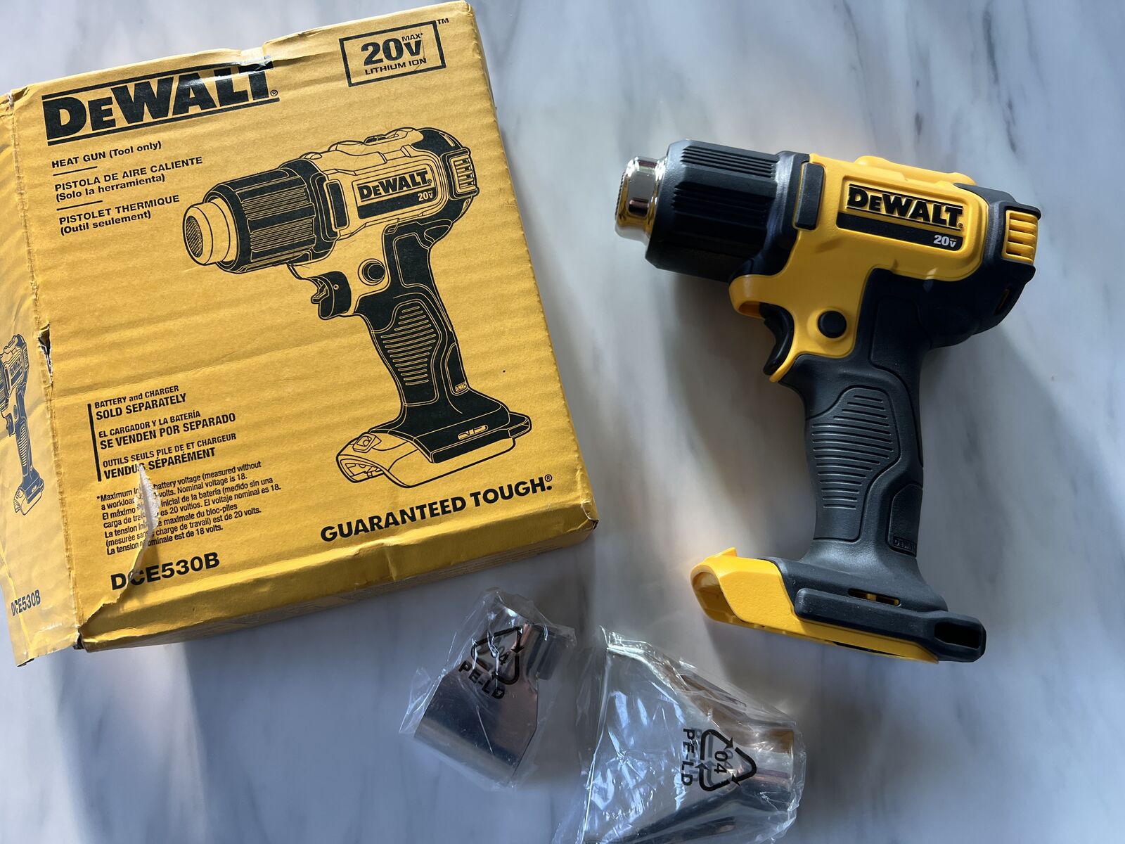 New DeWalt Heat Gun Tool DCE530B and attachments. 20V Max Lithium Ion battery sold separately