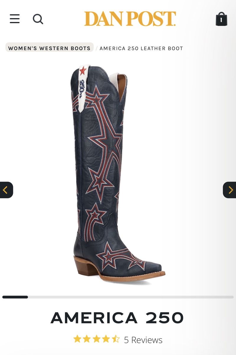 Dan Post Women's America 250 Navy Blue Leather Western Boots with Star Inlay size 9
