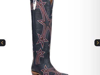 Dan Post Women's America 250 Navy Blue Leather Western Boots with Star Inlay size 9