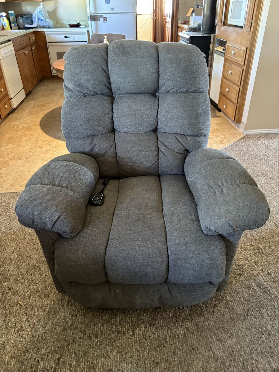 Gray Upholstered Power Lift Recliner Rocker Chair with Remote