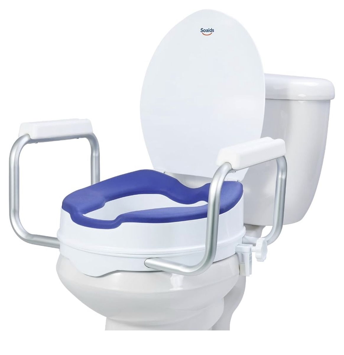 4" Padded Raised Toilet Seat with Handles for Seniors New
