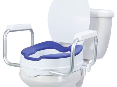 4" Padded Raised Toilet Seat with Handles for Seniors New