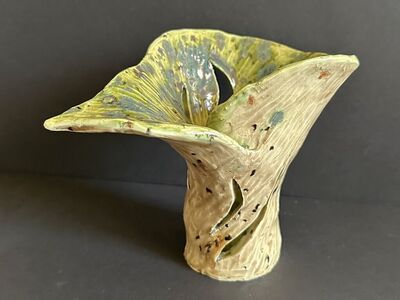 One-of-a-kind Hand Made Monstera Leaf Vase Signed