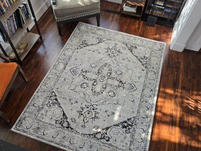 Safavieh Monaco Collection Vintage Boho Medallion Distressed Grey/Black Area Rug 5'3" x 7'7"