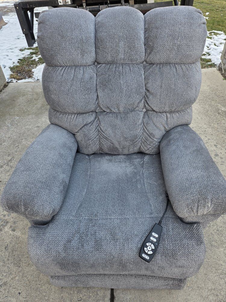 Gray Fabric Power Lift Recliner Chair with Heat and Massage
