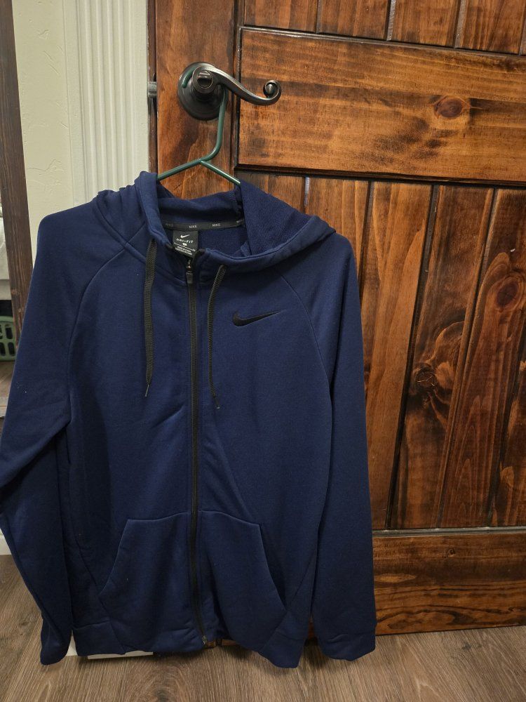 New Nike Dri-FIT Full Zip Training Hoodie - Men's Size Small, Navy Blue (Polyester)