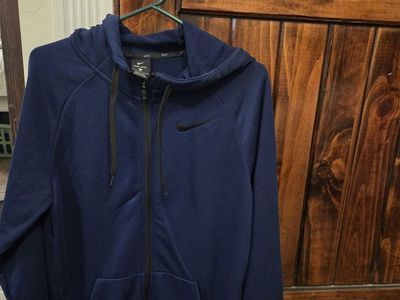 New Nike Dri-FIT Full Zip Training Hoodie - Men's Size Small, Navy Blue (Polyester)