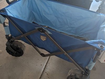 Quest Heavy Duty Folding Wagon - Blue, All-Terrain Wheels, Collapsible Cart for Outdoors/Utility