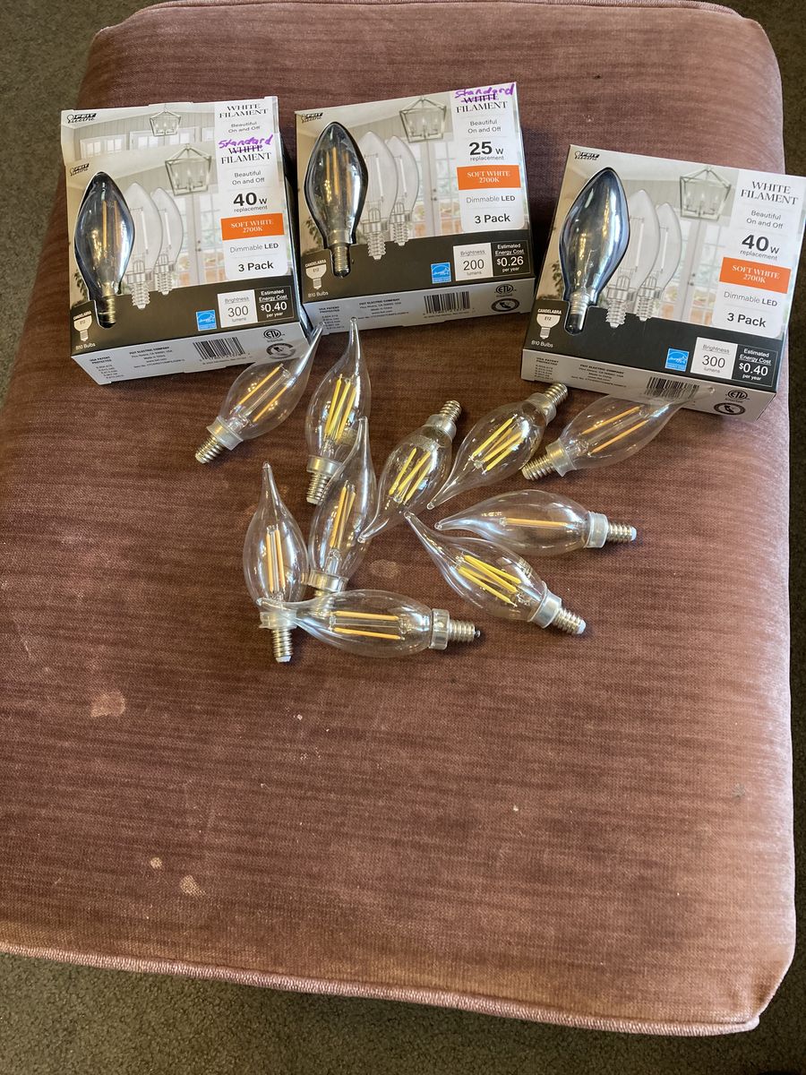 45 Candelabra B10 bulbs.