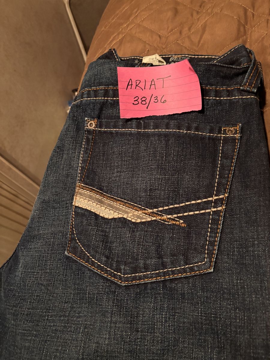 Lot of 4 Men's Jeans: Ariat, Salvage, Rock Revival - Sizes 38 & 38/36, 38" Inseam