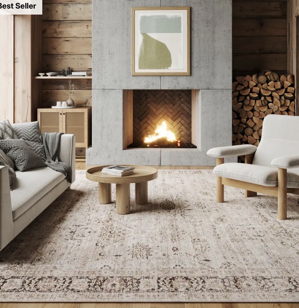 Lauren Liess Heirloom 9x12 Sand Washable Low Profile Power-Loomed OEKO-TEX® Certified Rugs USA Rug