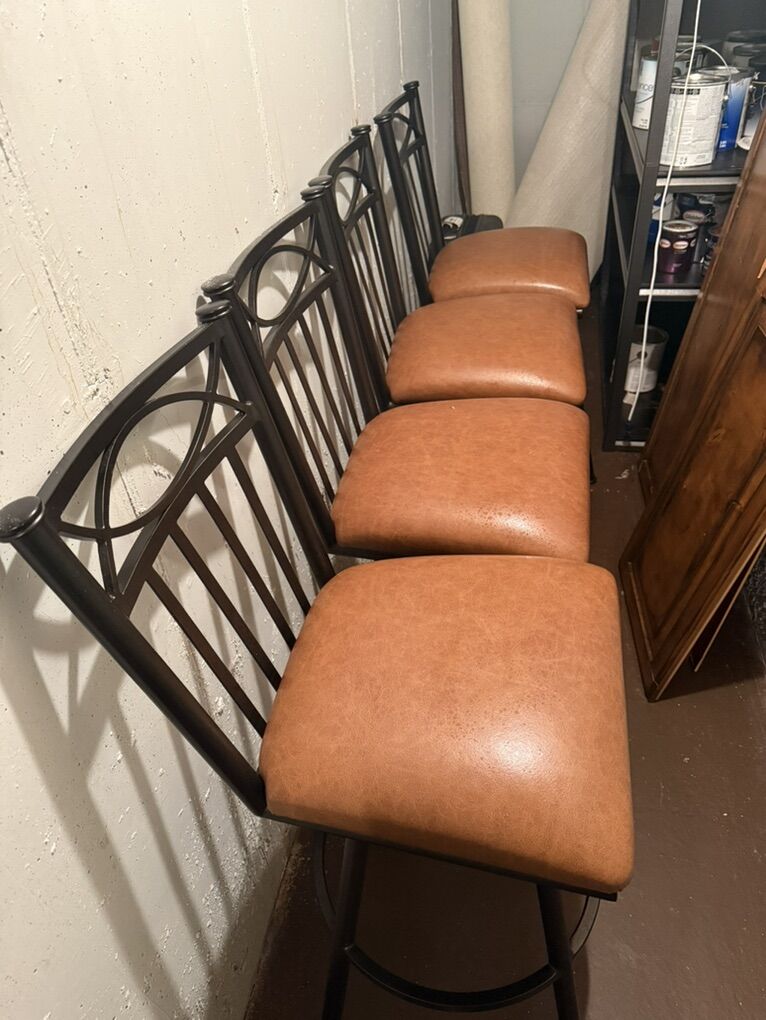 4 Leisure Living Leather Swivel Barstools