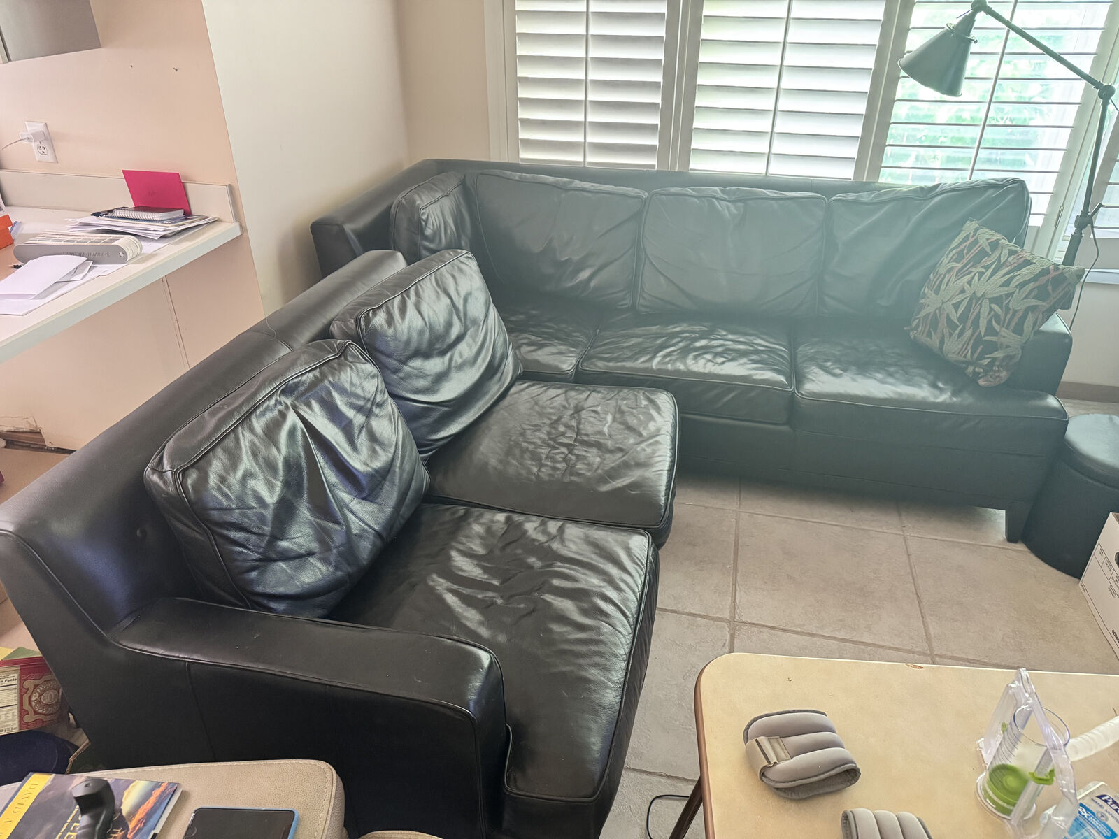 Black Leather Sectional Sofa