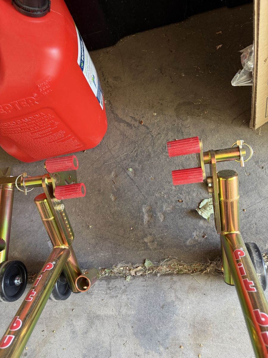 Pit Bull Motorcycle Stands Front & Rear Pair - Gold/Red, Adjustable