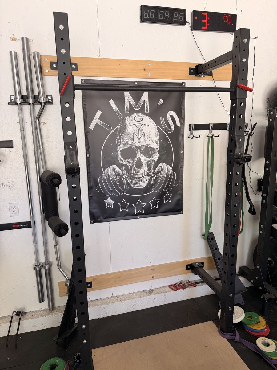 Folding Wall-Mount Squat Rack w/ Pull-Up Bar — Space Saver