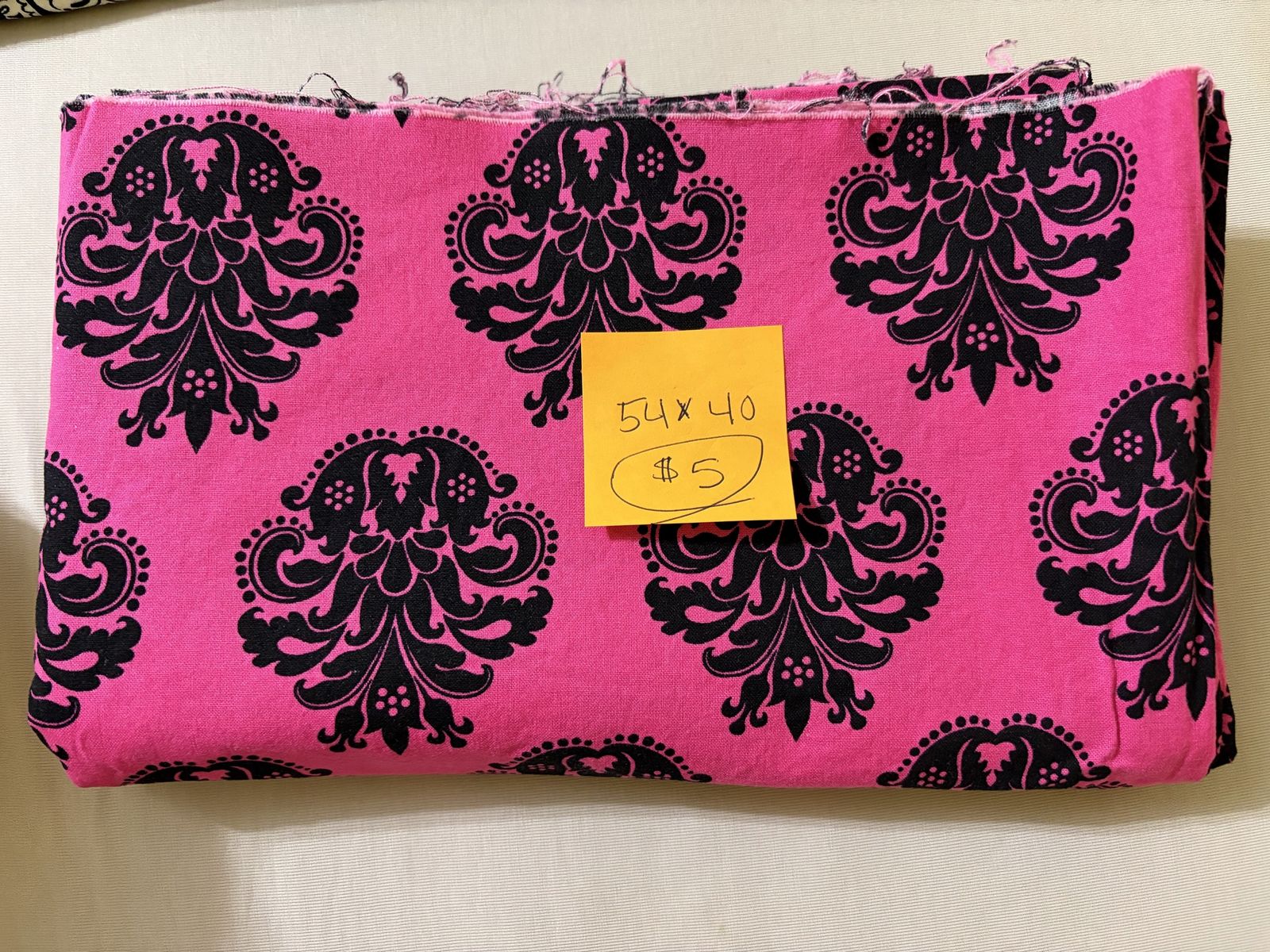 Pink and Black Print Cotton Fabric 54" x 40"