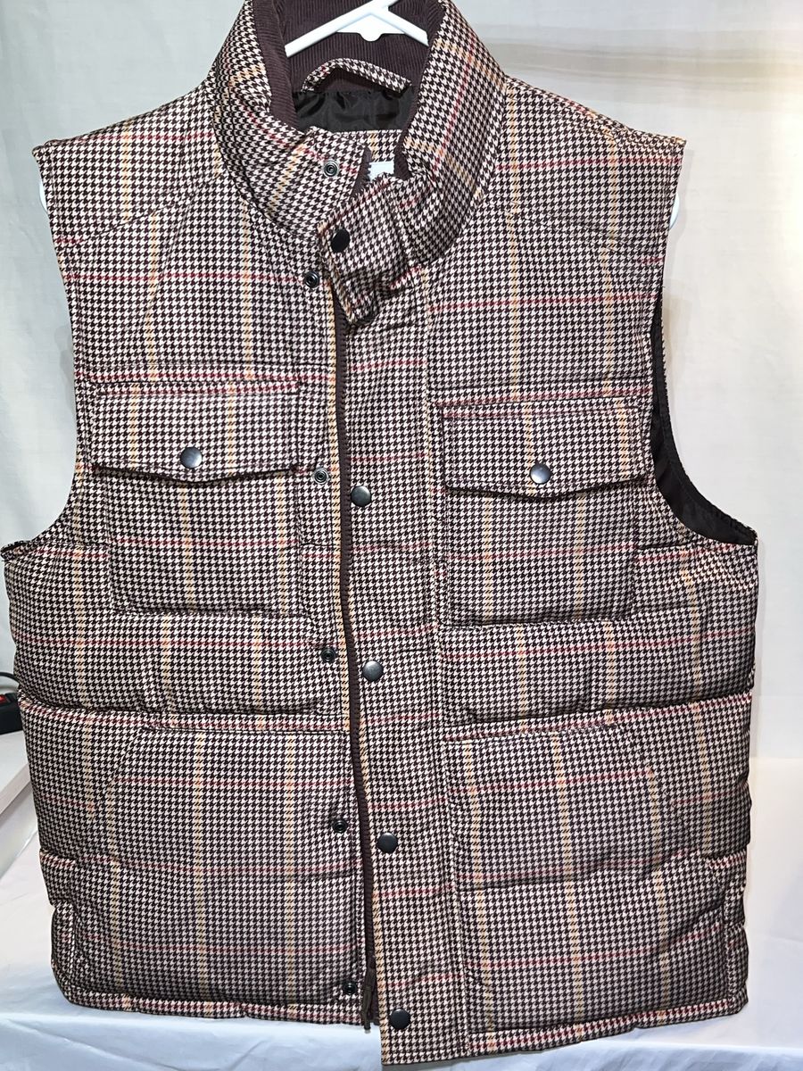 New Goodfellow&Co Men's Plaid Puffer Vest Size M Brown Full Zip