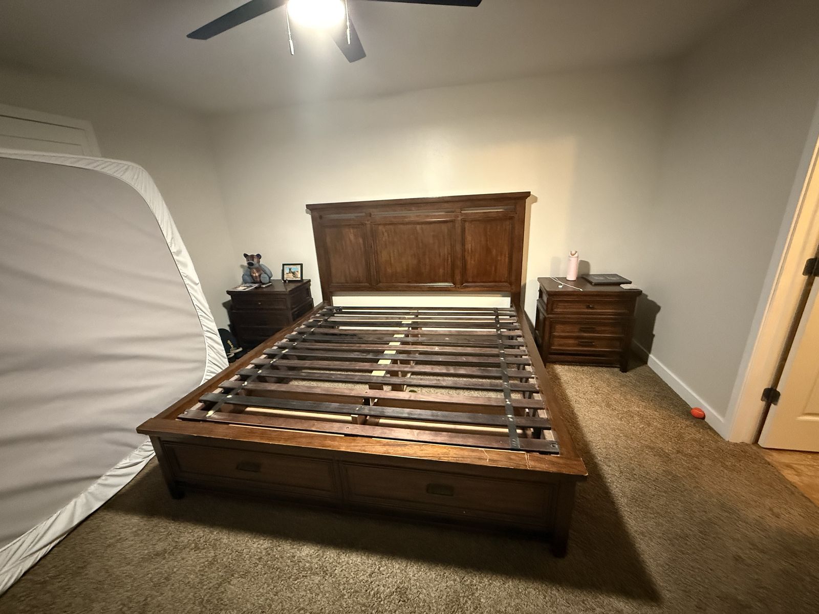 King Size Solid Wood Bed and 2 Night Stands