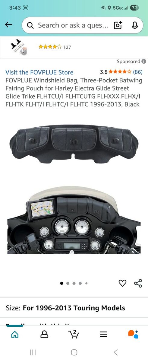 FOVPLUE Windshield Bag, Three-Pocket Batwing Fairi