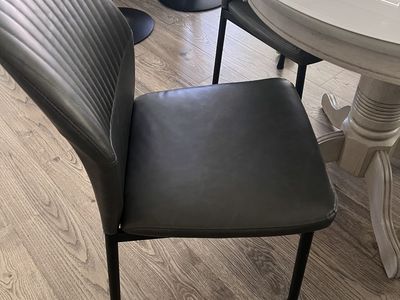 4 grey gray Faux Leather Vinyl Dining or Side Chairs, light weight only a few months old. light use