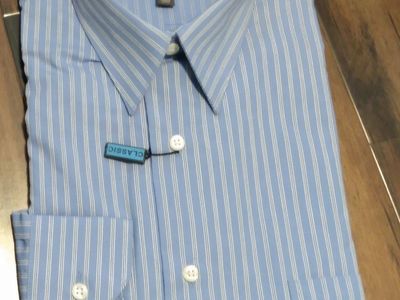 Men’s Arrow Classic Blue & White Striped Long Sleeve Shirt Large