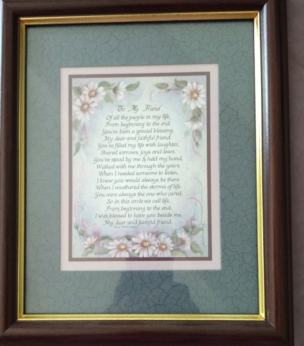Home Interiors & Gifts "To My Friend" Daisy Framed Poem Wall Decor, Made in USA