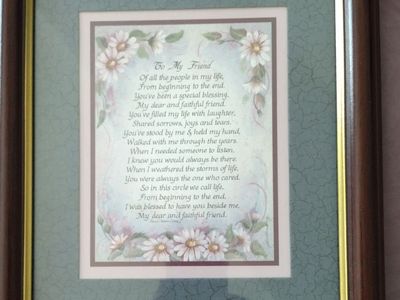 Home Interiors & Gifts "To My Friend" Daisy Framed Poem Wall Decor, Made in USA