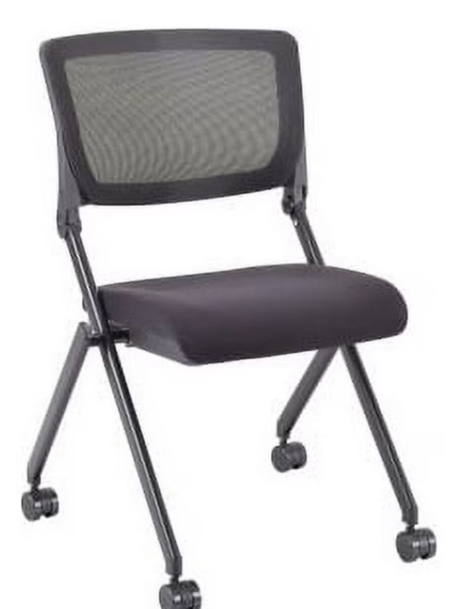 New Lorell LLR41846 Set of 2 Mesh Back Nesting Chairs, Black