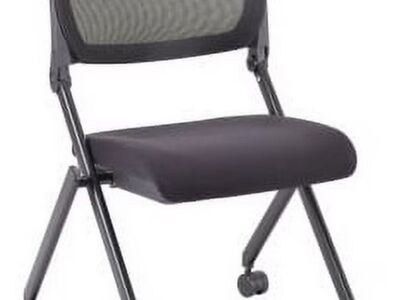 New Lorell LLR41846 Set of 2 Mesh Back Nesting Chairs, Black