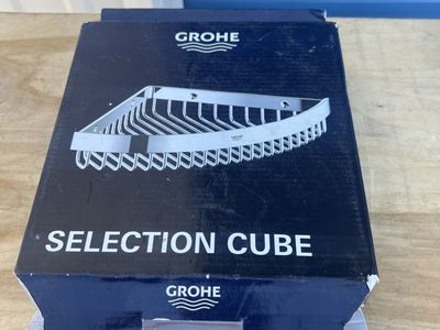 Grohe Selection Cube Chrome Shower Basket 40809000 - New, QuickFix, Starlight Finish